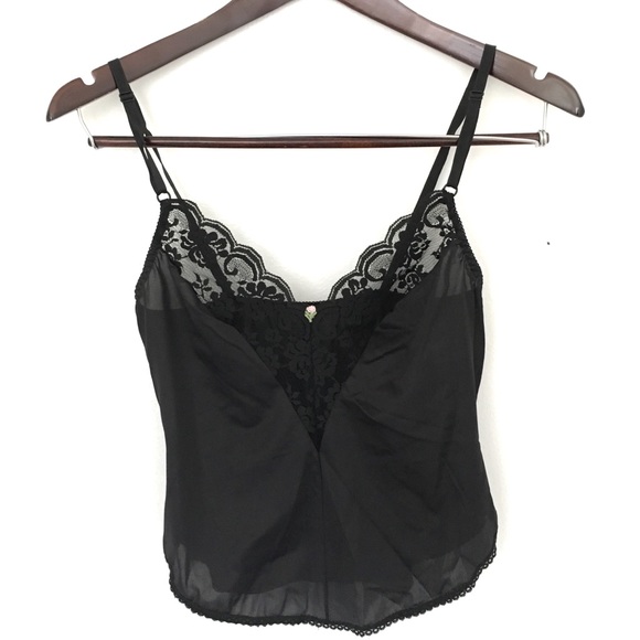 Tops - Vintage 80s black silk top